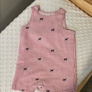 Crown and Ivy Baby Seersucker Romper with Dog Pattern